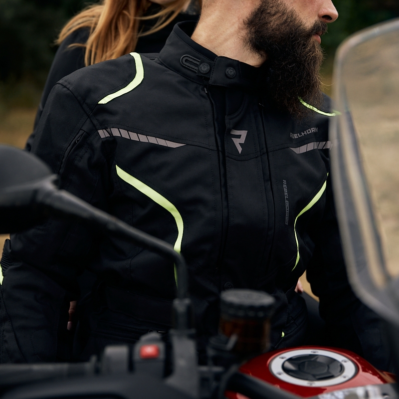 Veste de moto Rebelhorn Hiker III noir-jaune fluo