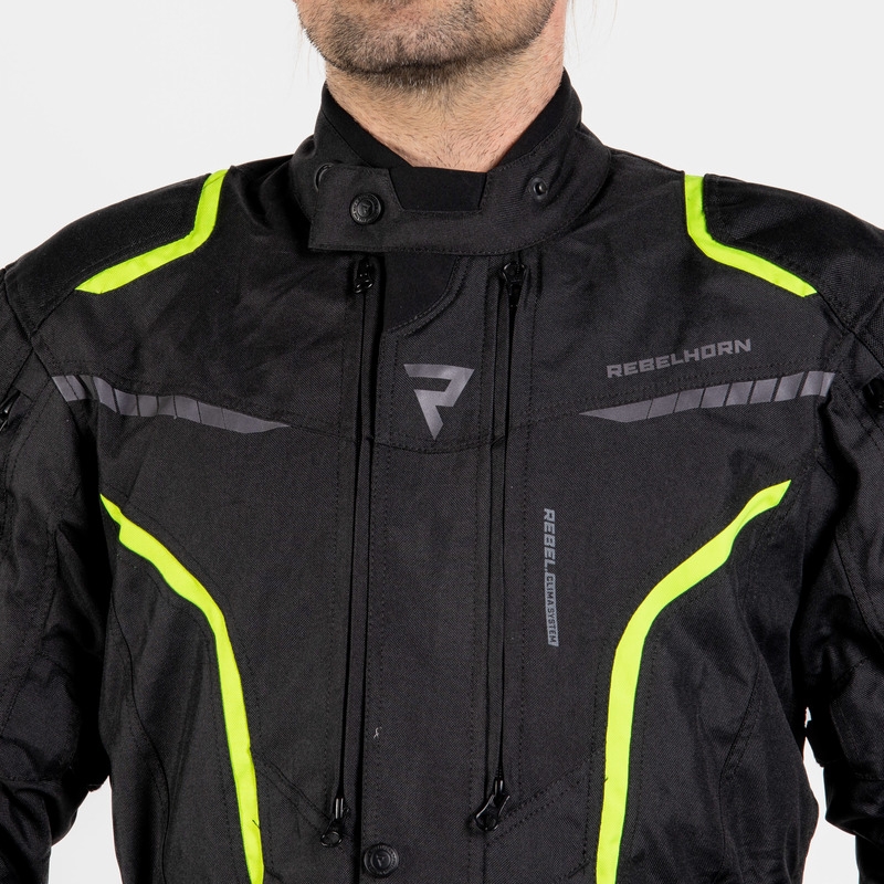 Veste de moto Rebelhorn Hiker III noir-jaune fluo