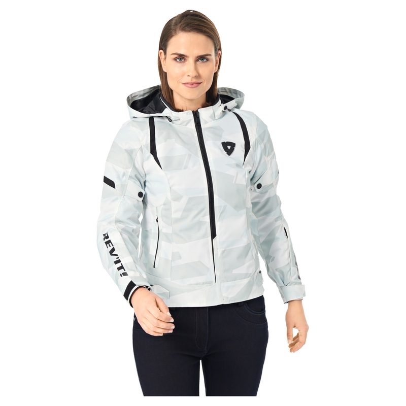 Veste de moto Revit Flare 2 pour femmes, gris et blanc