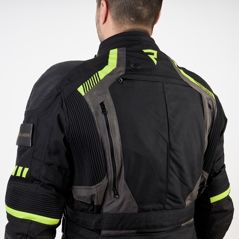 Veste de moto Rebelhorn Patrol noir-gris-jaune fluo