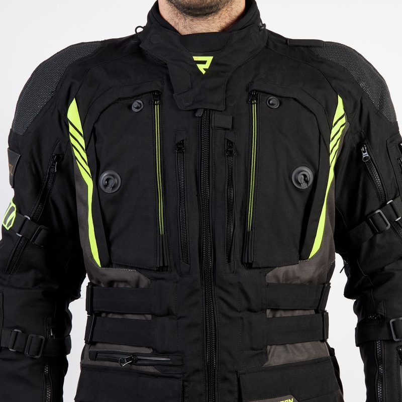 Veste de moto Rebelhorn Patrol noir-gris-jaune fluo