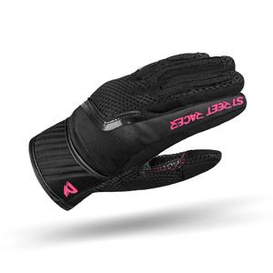 Gants de moto Street Racer Stunt pour femmes, noir et rose