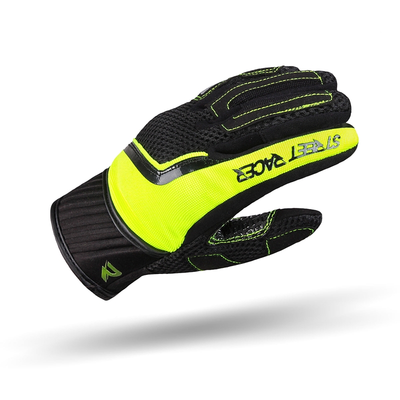 Gants moto femme Street Racer Stunt noir-jaune fluo