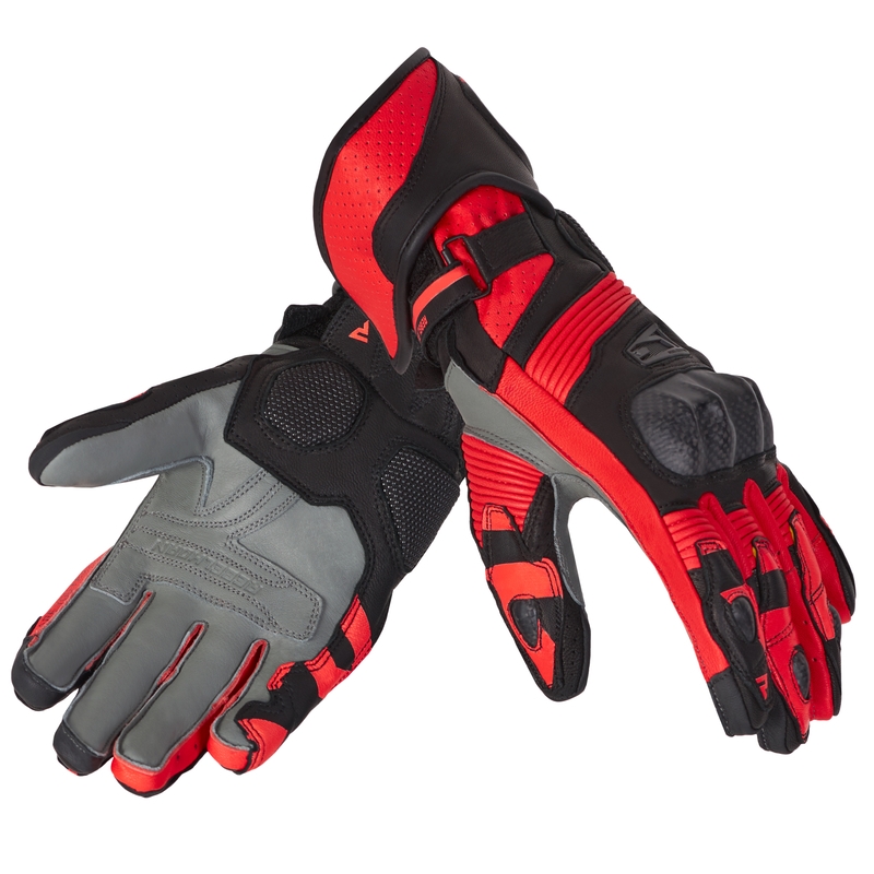Gants de moto Rebelhorn Fighter noir-rouge fluo soldes