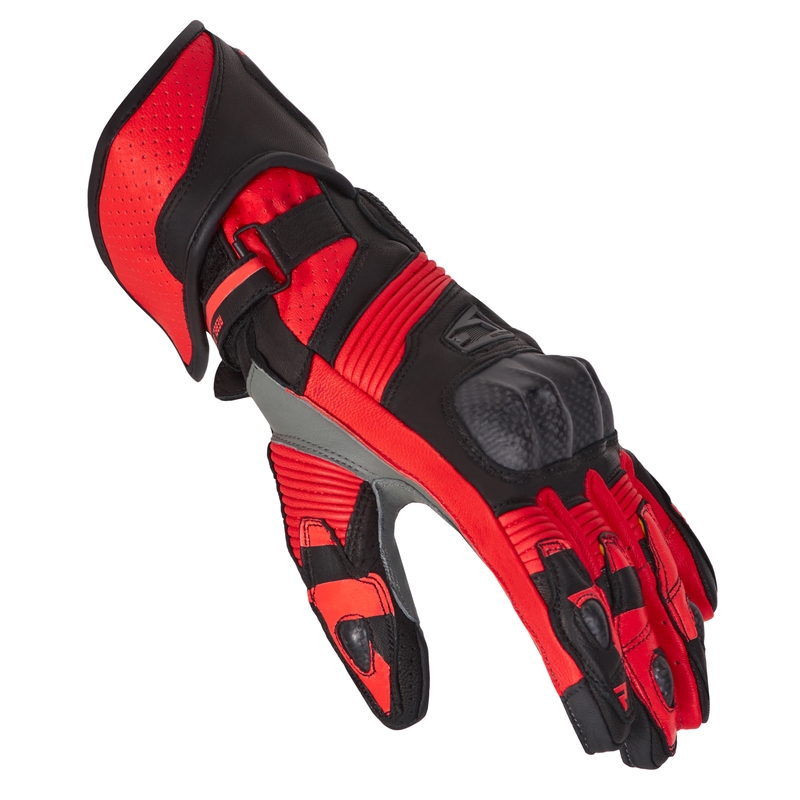 Gants de moto Rebelhorn Fighter noir-rouge fluo soldes