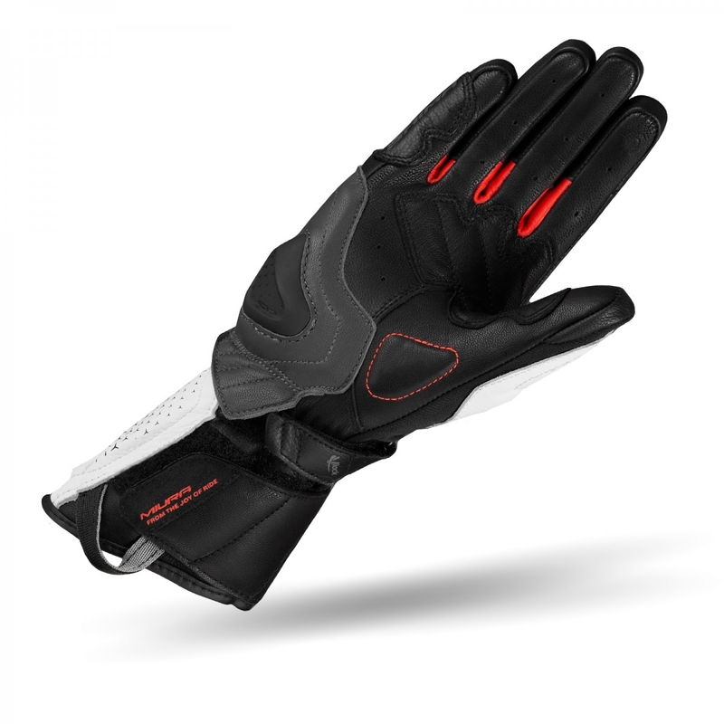 Gants de moto Shima Miura noir-blanc-rouge fluo pour femme