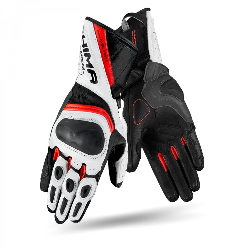 Gants de moto Shima Miura noir-blanc-rouge fluo pour femme