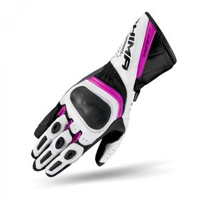 Gants de moto Shima Miura noir, blanc et rose pour femmes soldes