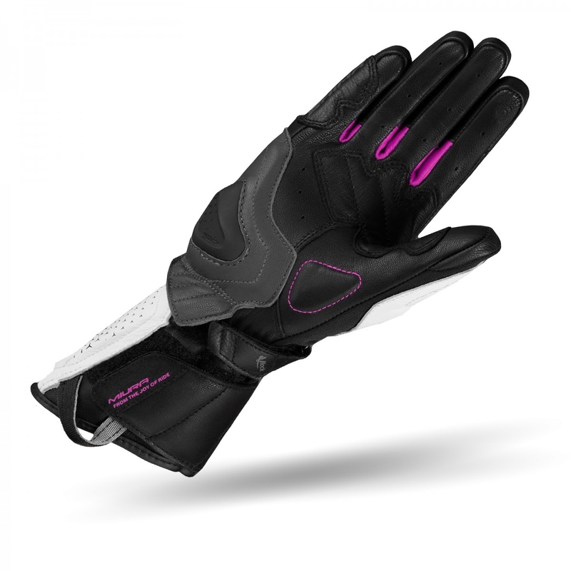 Gants de moto Shima Miura noir, blanc et rose pour femmes soldes