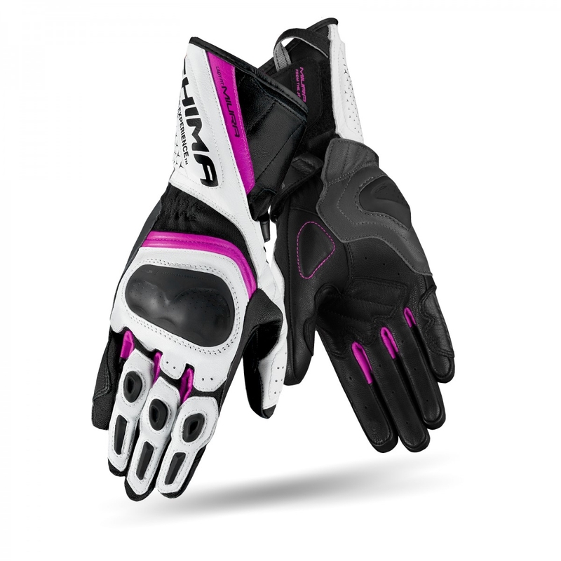 Gants de moto Shima Miura noir, blanc et rose pour femmes soldes