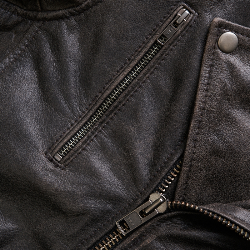 BROGER Ohio Vintage Brown Motorcycle Jacket soldes