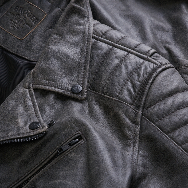 Veste moto BROGER Ohio Vintage gris soldes