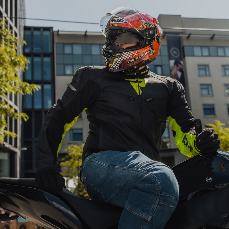 Veste de moto Rebelhorn Vandal noir-jaune fluo soldes