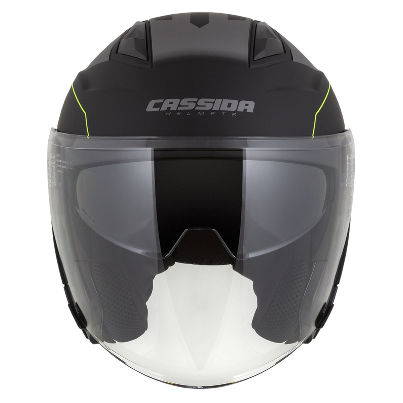 Cassida Jet Tech Roxor casque moto ouvert noir-gris-jaune fluo matt soldes