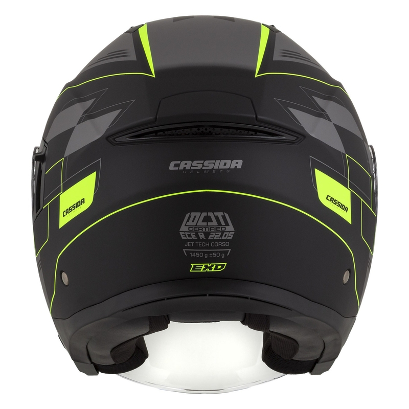 Cassida Jet Tech Roxor casque moto ouvert noir-gris-jaune fluo matt soldes
