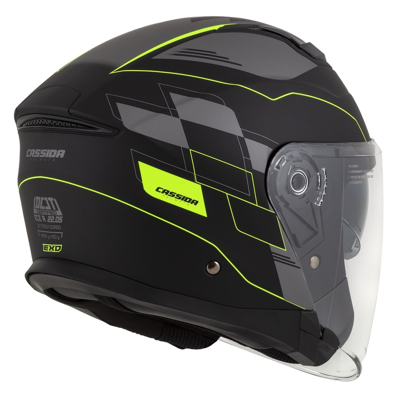Cassida Jet Tech Roxor casque moto ouvert noir-gris-jaune fluo matt soldes