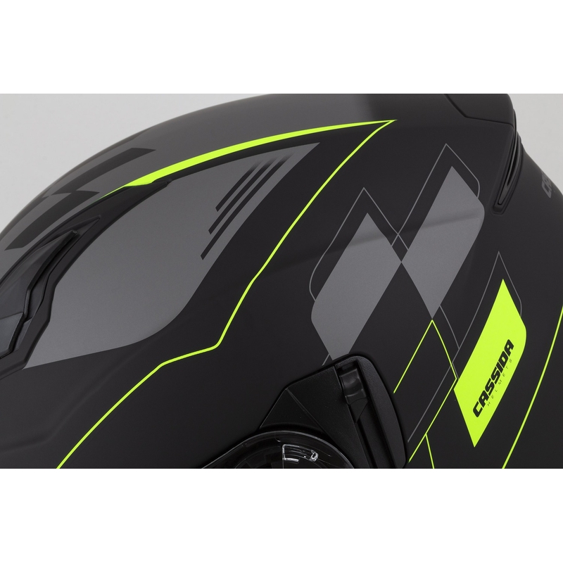 Cassida Jet Tech Roxor casque moto ouvert noir-gris-jaune fluo matt soldes
