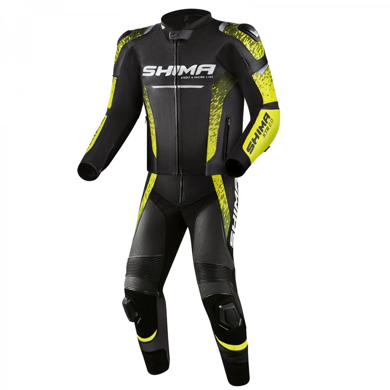 Veste moto Shima STR 2.0 noir-jaune fluo