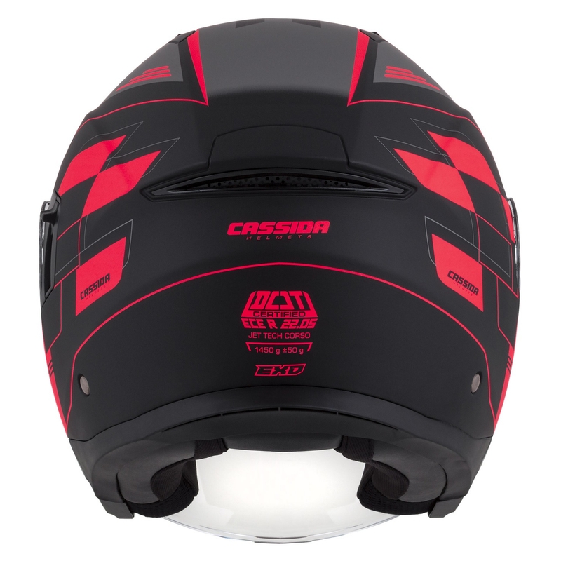 Cassida Jet Tech Roxor casque moto ouvert noir-gris-rouge fluo matt