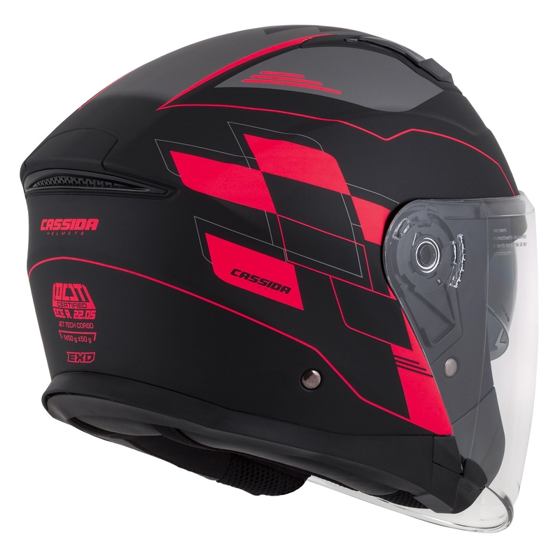 Cassida Jet Tech Roxor casque moto ouvert noir-gris-rouge fluo matt