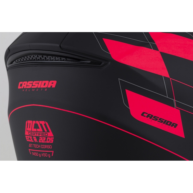 Cassida Jet Tech Roxor casque moto ouvert noir-gris-rouge fluo matt