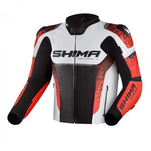 Veste moto Shima STR 2.0 noir-blanc-rouge fluo
