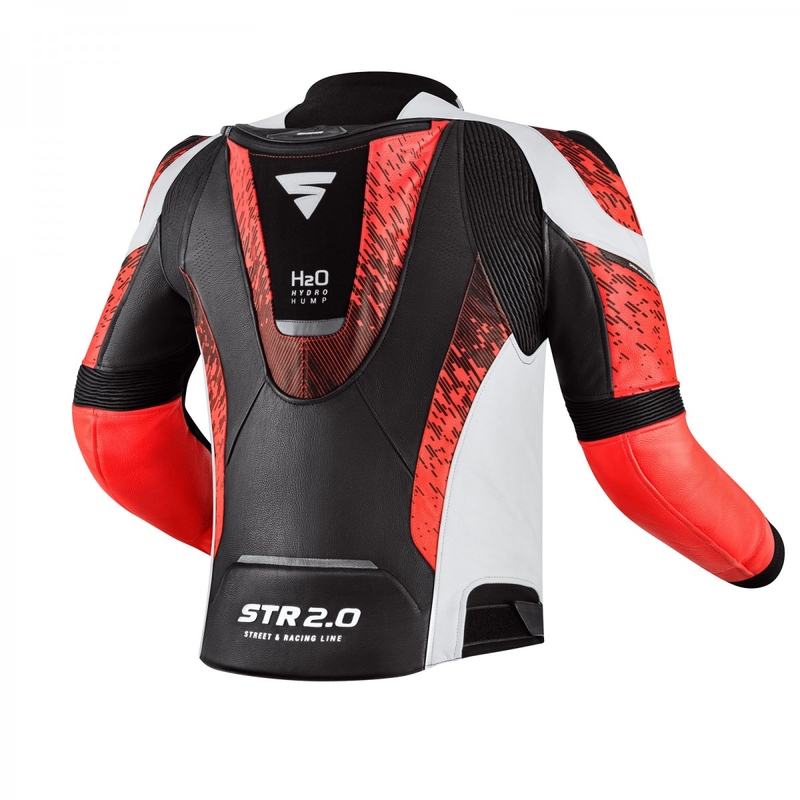 Veste moto Shima STR 2.0 noir-blanc-rouge fluo