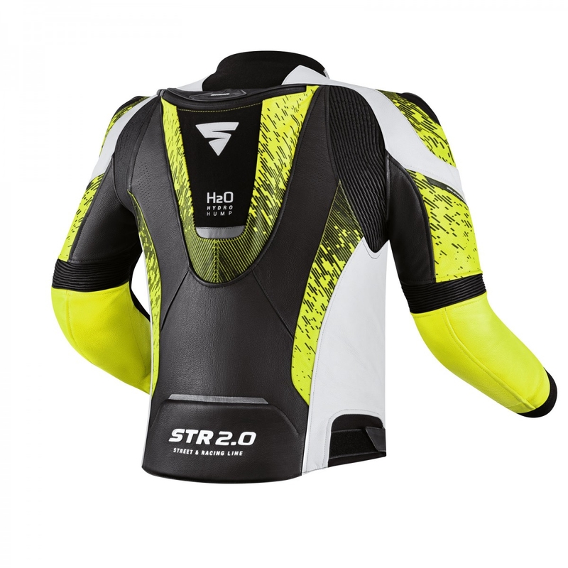 Veste moto Shima STR 2.0 noir-blanc-jaune fluo