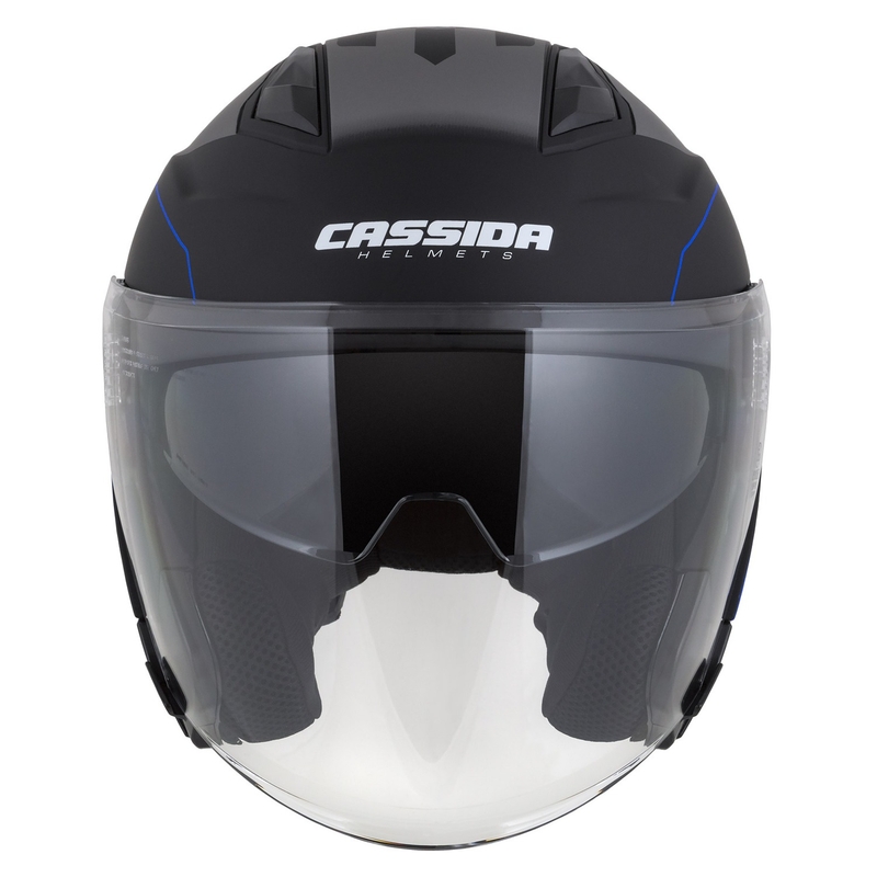 Casque moto ouvert Cassida Jet Tech Roxor noir-gris-bleu mat