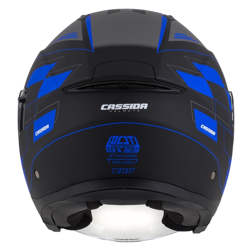 Casque moto ouvert Cassida Jet Tech Roxor noir-gris-bleu mat