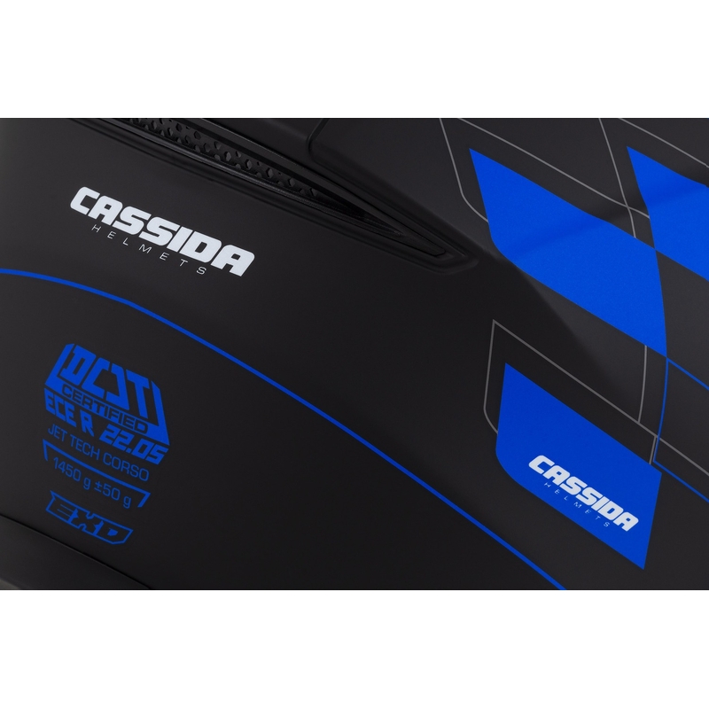 Casque moto ouvert Cassida Jet Tech Roxor noir-gris-bleu mat