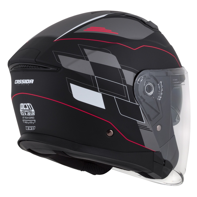 Casque moto ouvert Cassida Jet Tech Roxor noir-rouge-gris