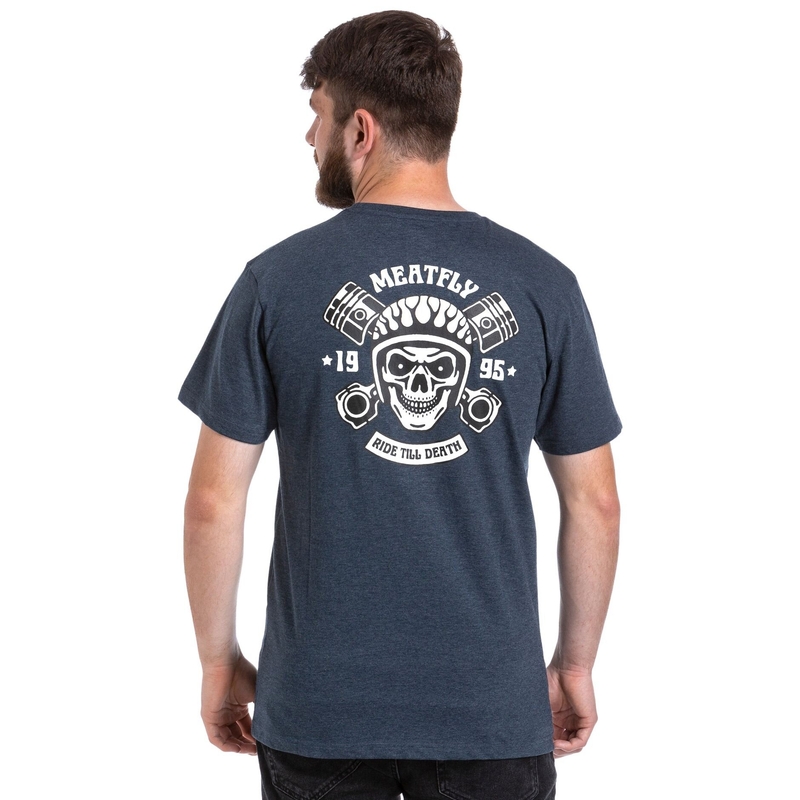 T-shirt Meatfly Ride Till Death bleu foncé soldes