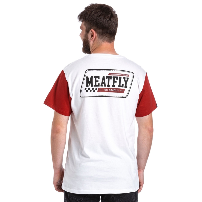 T-shirt Meatfly Racing blanc-rouge soldes