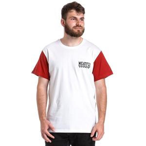 T-shirt Meatfly Racing blanc-rouge soldes
