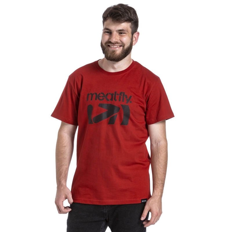 T-shirt Meatfly Podium rouge foncé soldes