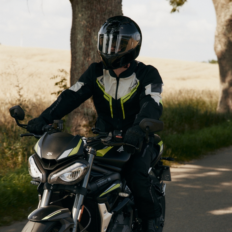 Veste de moto Ozone Flow noir-gris-jaune fluo soldes