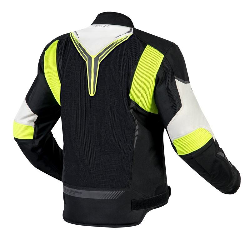 Veste de moto Ozone Flow noir-gris-jaune fluo soldes