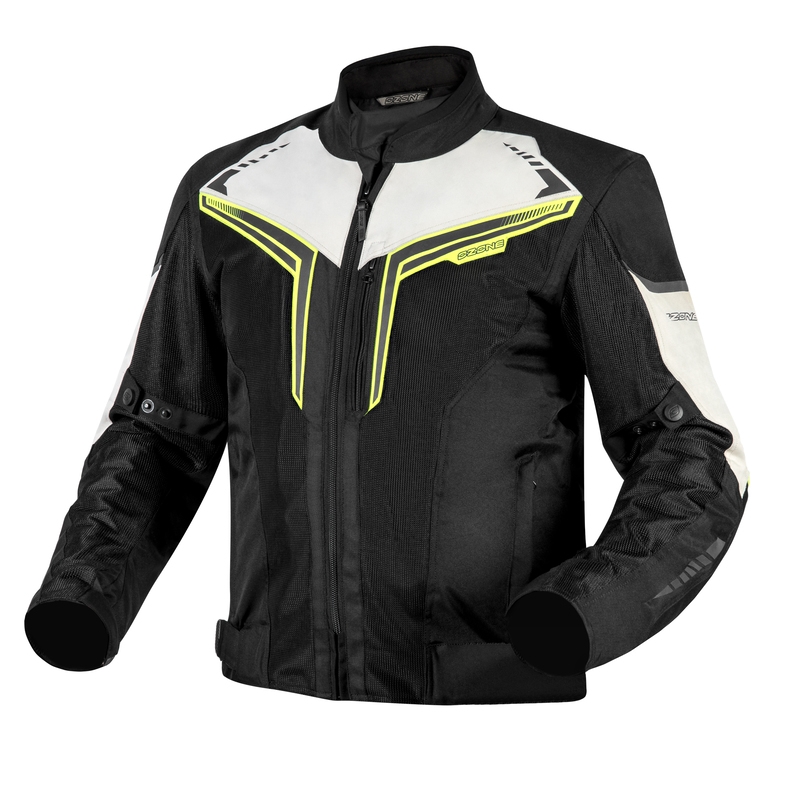 Veste de moto Ozone Flow noir-gris-jaune fluo soldes