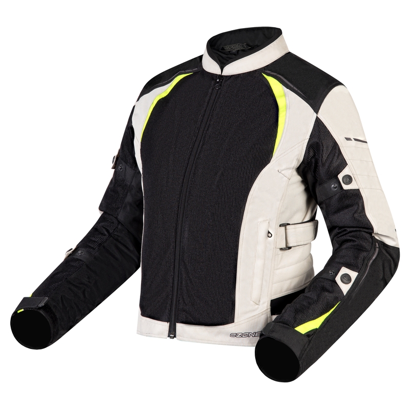 Veste de moto Ozone Flow noir-gris-jaune fluo pour femme soldes