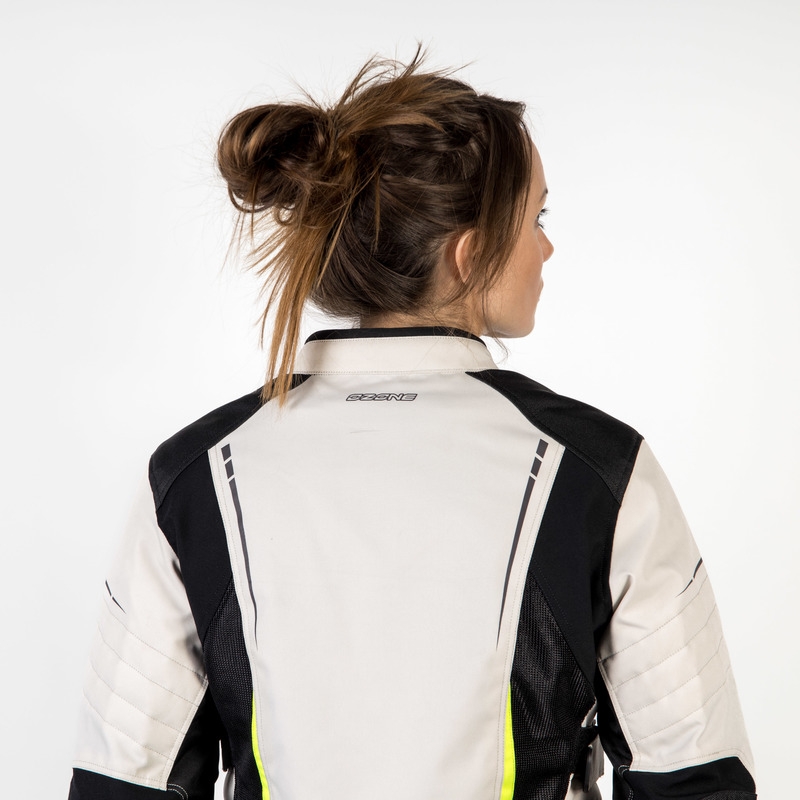 Veste de moto Ozone Flow noir-gris-jaune fluo pour femme soldes