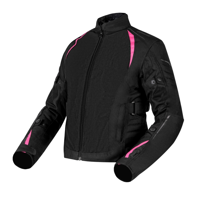 Veste de moto Ozone Flow noire et rose pour femmes soldes