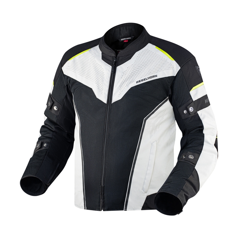 Veste de moto Rebelhorn Hiflow IV noir-argent-jaune fluo soldes