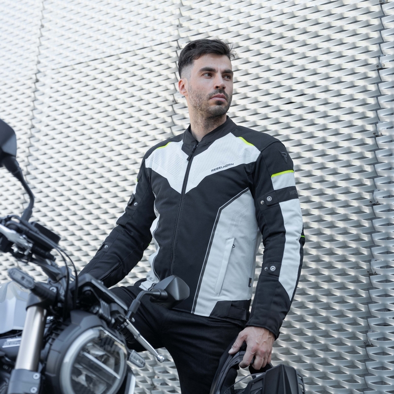Veste de moto Rebelhorn Hiflow IV noir-argent-jaune fluo soldes