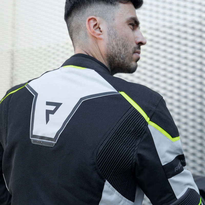 Veste de moto Rebelhorn Hiflow IV noir-argent-jaune fluo soldes
