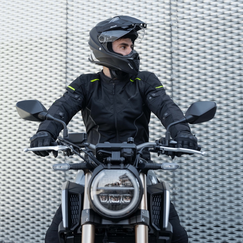 Veste de moto Rebelhorn Hiflow IV noir-jaune fluo soldes