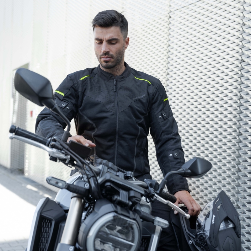 Veste de moto Rebelhorn Hiflow IV noir-jaune fluo soldes
