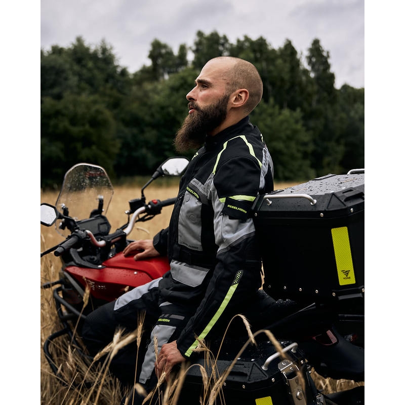 Veste de moto Rebelhorn Cubby IV noir-gris-jaune fluo soldes