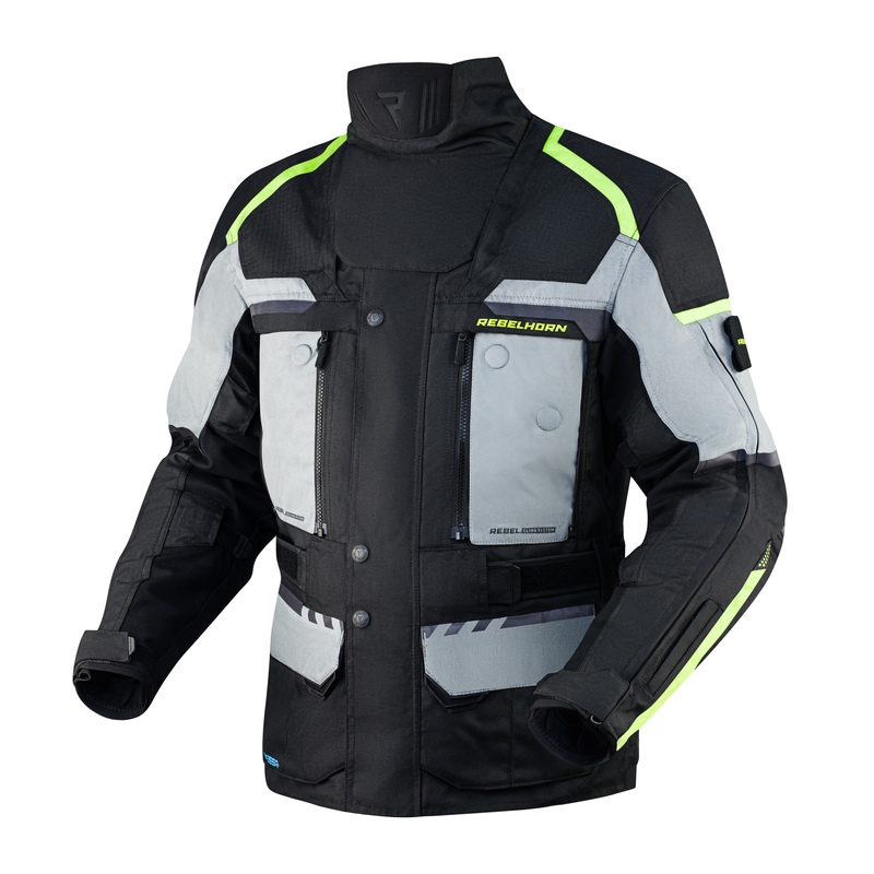Veste de moto Rebelhorn Cubby IV noir-gris-jaune fluo soldes