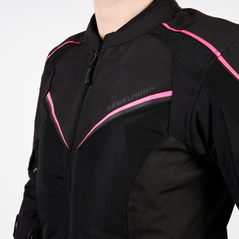 Veste de moto Rebelhorn Hiflow IV Black-Fluo Pink pour femme soldes